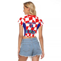 Custom Croatia Football Raglan Cropped T Shirt 2026 Come On Vatreni Hrvatska - Wonder Print Shop
