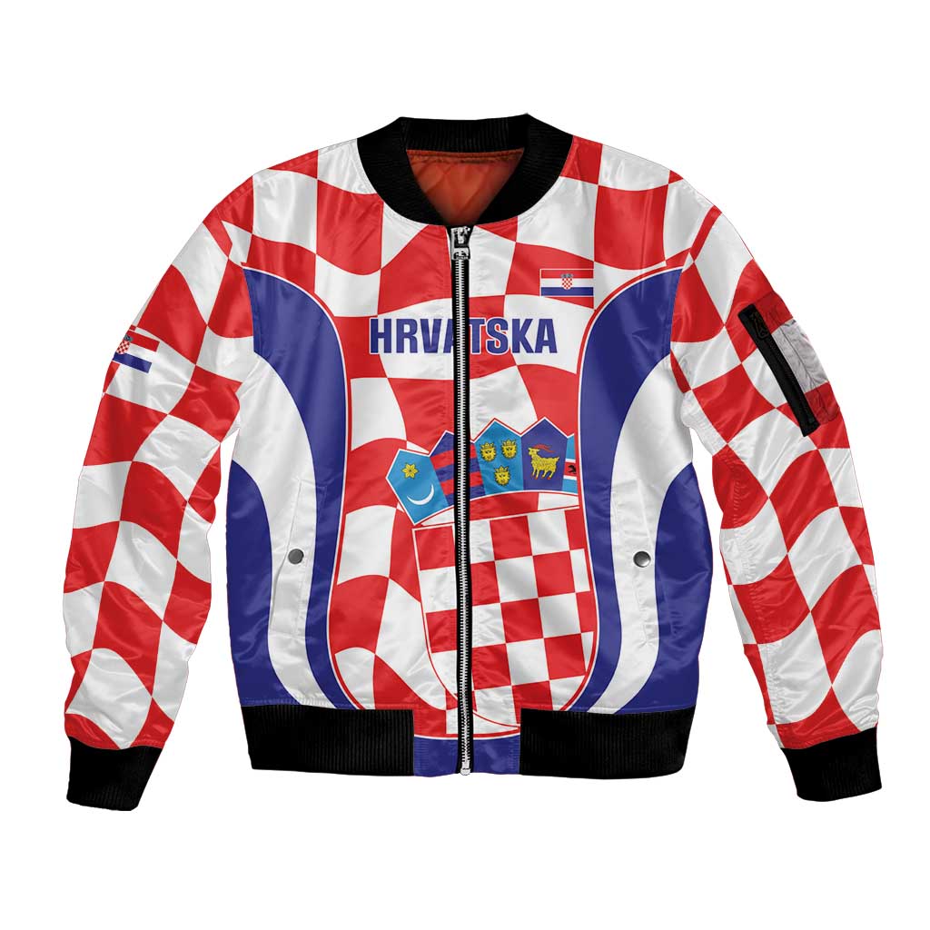 Custom Croatia Football Sleeve Zip Bomber Jacket 2026 Come On Vatreni Hrvatska - Wonder Print Shop