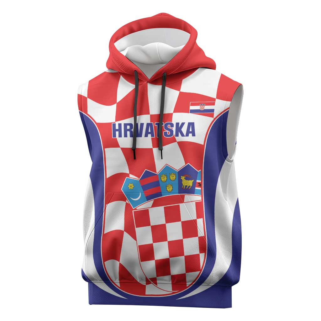 Custom Croatia Football Sleeveless Hoodie 2026 Come On Vatreni Hrvatska - Wonder Print Shop