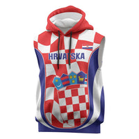 Custom Croatia Football Sleeveless Hoodie 2026 Come On Vatreni Hrvatska - Wonder Print Shop