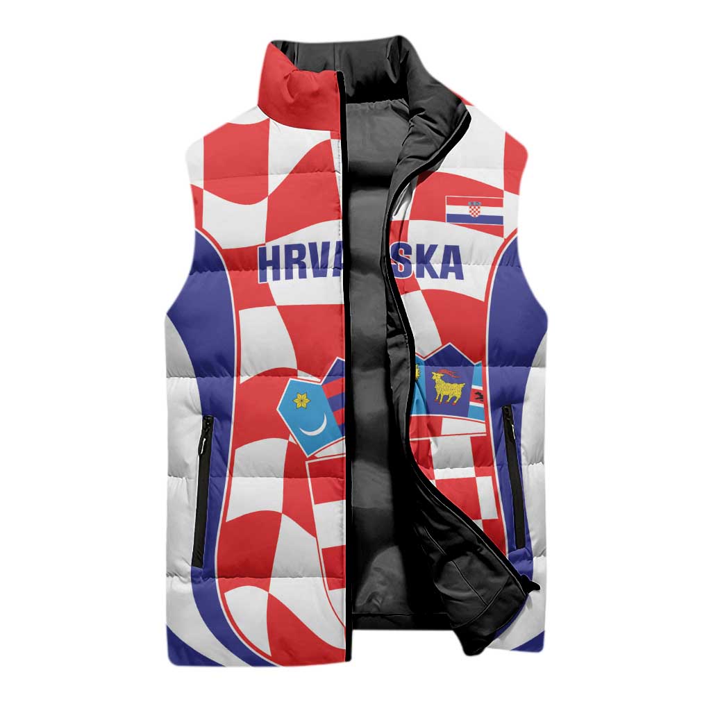 Custom Croatia Football Sleeveless Puffer Jacket 2026 Come On Vatreni Hrvatska - Wonder Print Shop
