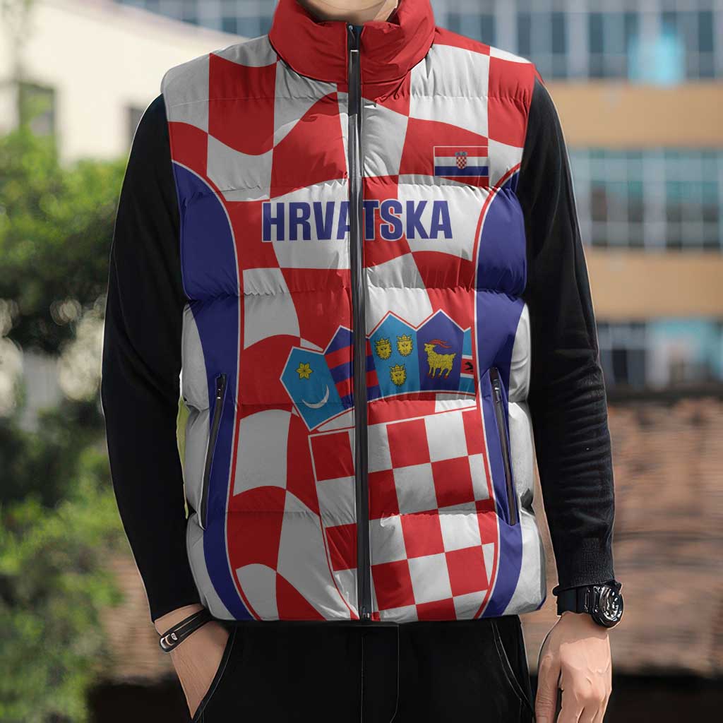 Custom Croatia Football Sleeveless Puffer Jacket 2026 Come On Vatreni Hrvatska - Wonder Print Shop