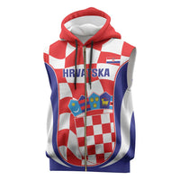Custom Croatia Football Sleeveless Zip Hoodie 2026 Come On Vatreni Hrvatska - Wonder Print Shop