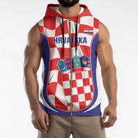 Custom Croatia Football Sleeveless Zip Hoodie 2026 Come On Vatreni Hrvatska - Wonder Print Shop