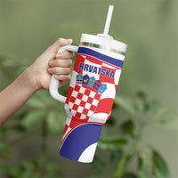 Custom Croatia Football Tumbler With Handle 2026 Come On Vatreni Hrvatska - Wonder Print Shop