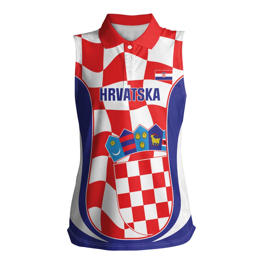Custom Croatia Football Women Sleeveless Polo Shirt 2026 Come On Vatreni Hrvatska - Wonder Print Shop