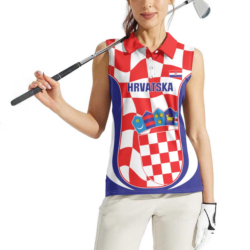 Custom Croatia Football Women Sleeveless Polo Shirt 2026 Come On Vatreni Hrvatska - Wonder Print Shop