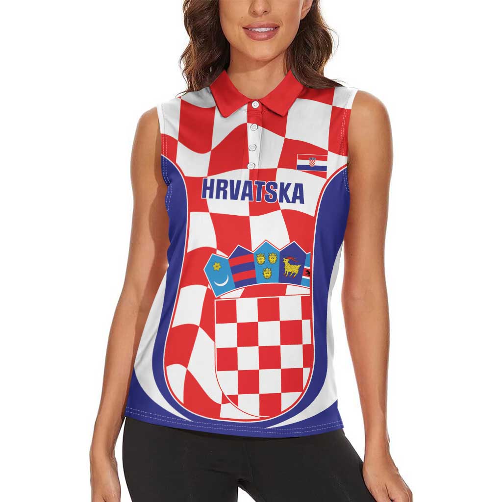 Custom Croatia Football Women Sleeveless Polo Shirt 2026 Come On Vatreni Hrvatska - Wonder Print Shop