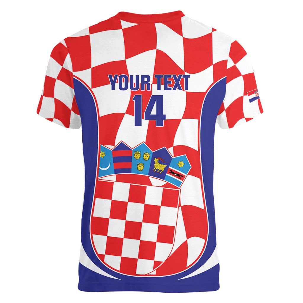 Custom Croatia Football Women V-Neck T-Shirt 2026 Come On Vatreni Hrvatska - Wonder Print Shop