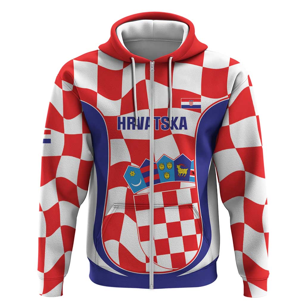 Custom Croatia Football Zip Hoodie 2026 Come On Vatreni Hrvatska - Wonder Print Shop