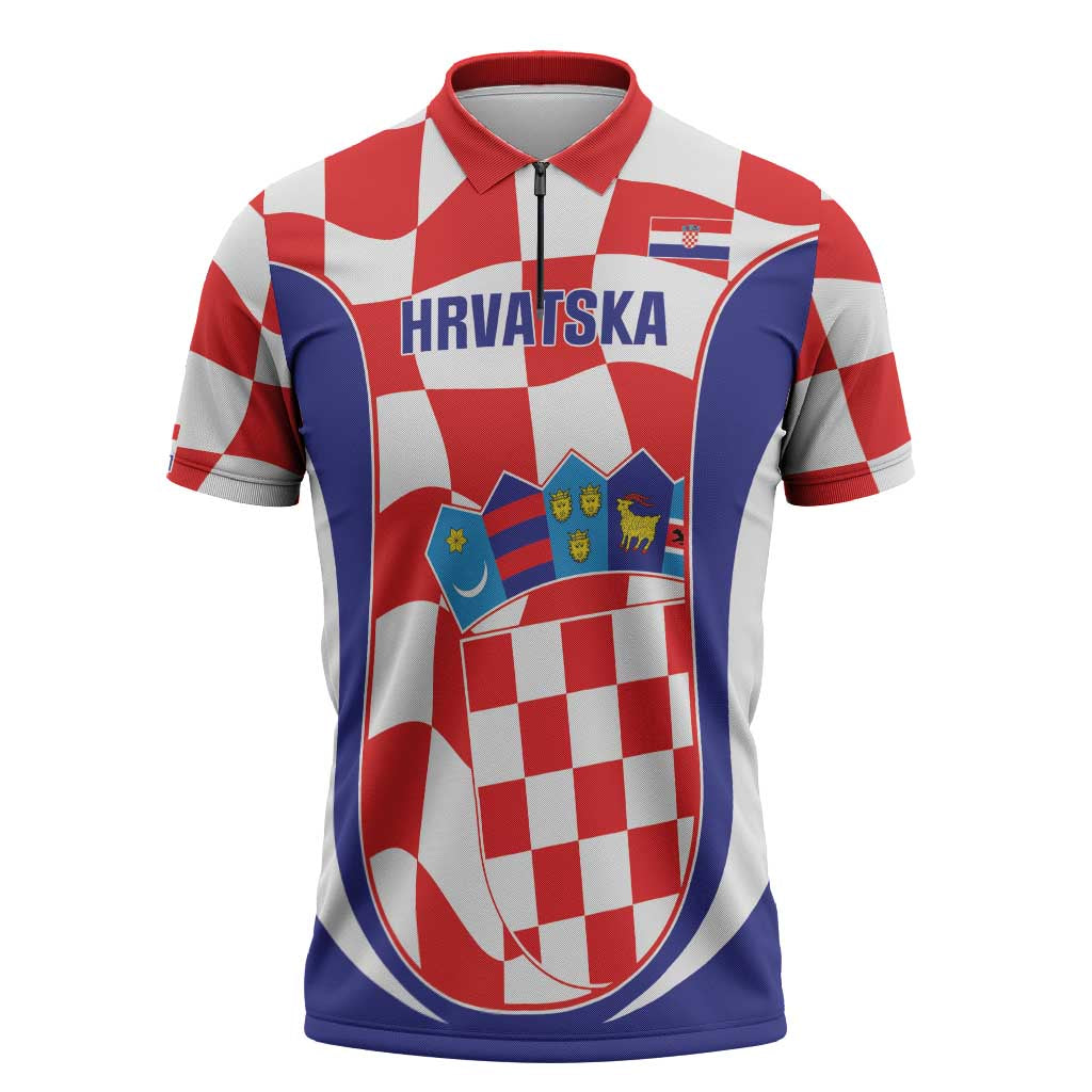 Custom Croatia Football Zipper Polo Shirt 2026 Come On Vatreni Hrvatska - Wonder Print Shop