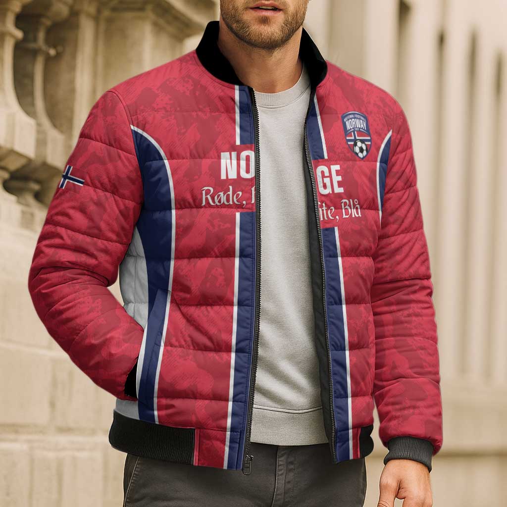Custom Norway Football Bomber Puffer Jacket 2026 Come On Norge - Wonder Print Shop