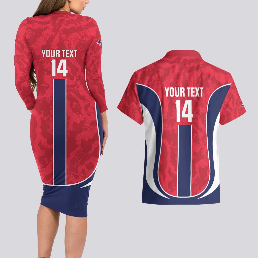 Custom Norway Football Couples Matching Long Sleeve Bodycon Dress and Hawaiian Shirt 2026 Come On Norge - Wonder Print Shop