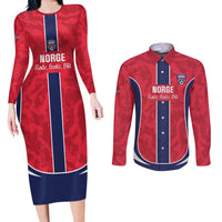 Custom Norway Football Couples Matching Long Sleeve Bodycon Dress and Long Sleeve Button Shirt 2026 Come On Norge - Wonder Print Shop
