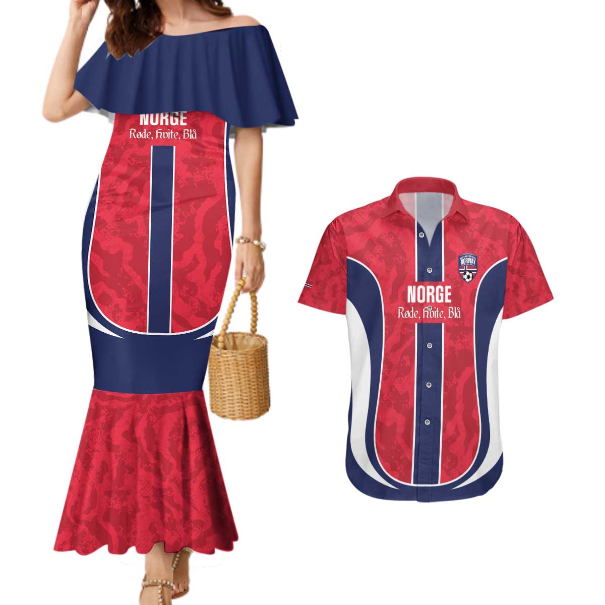 Custom Norway Football Couples Matching Mermaid Dress and Hawaiian Shirt 2026 Come On Norge - Wonder Print Shop