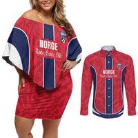 Custom Norway Football Couples Matching Off Shoulder Short Dress and Long Sleeve Button Shirt 2026 Come On Norge - Wonder Print Shop