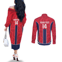 Custom Norway Football Couples Matching Off The Shoulder Long Sleeve Dress and Long Sleeve Button Shirt 2026 Come On Norge - Wonder Print Shop
