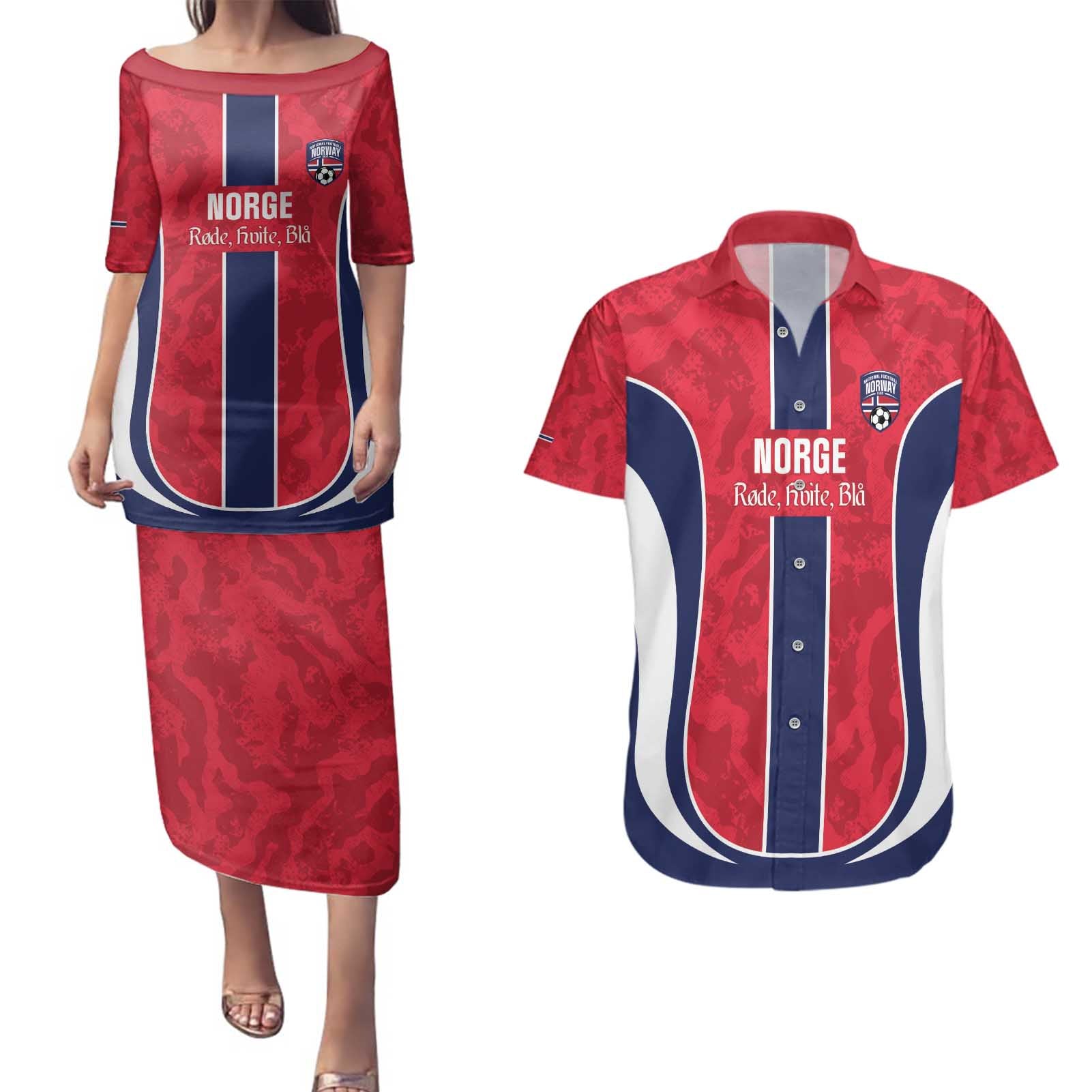 Custom Norway Football Couples Matching Puletasi and Hawaiian Shirt 2026 Come On Norge - Wonder Print Shop