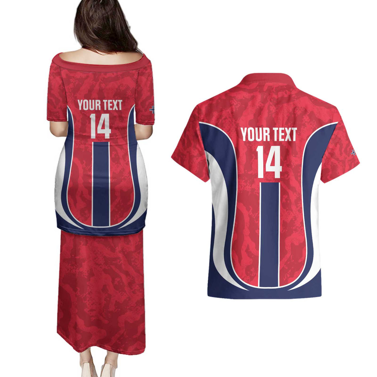 Custom Norway Football Couples Matching Puletasi and Hawaiian Shirt 2026 Come On Norge - Wonder Print Shop