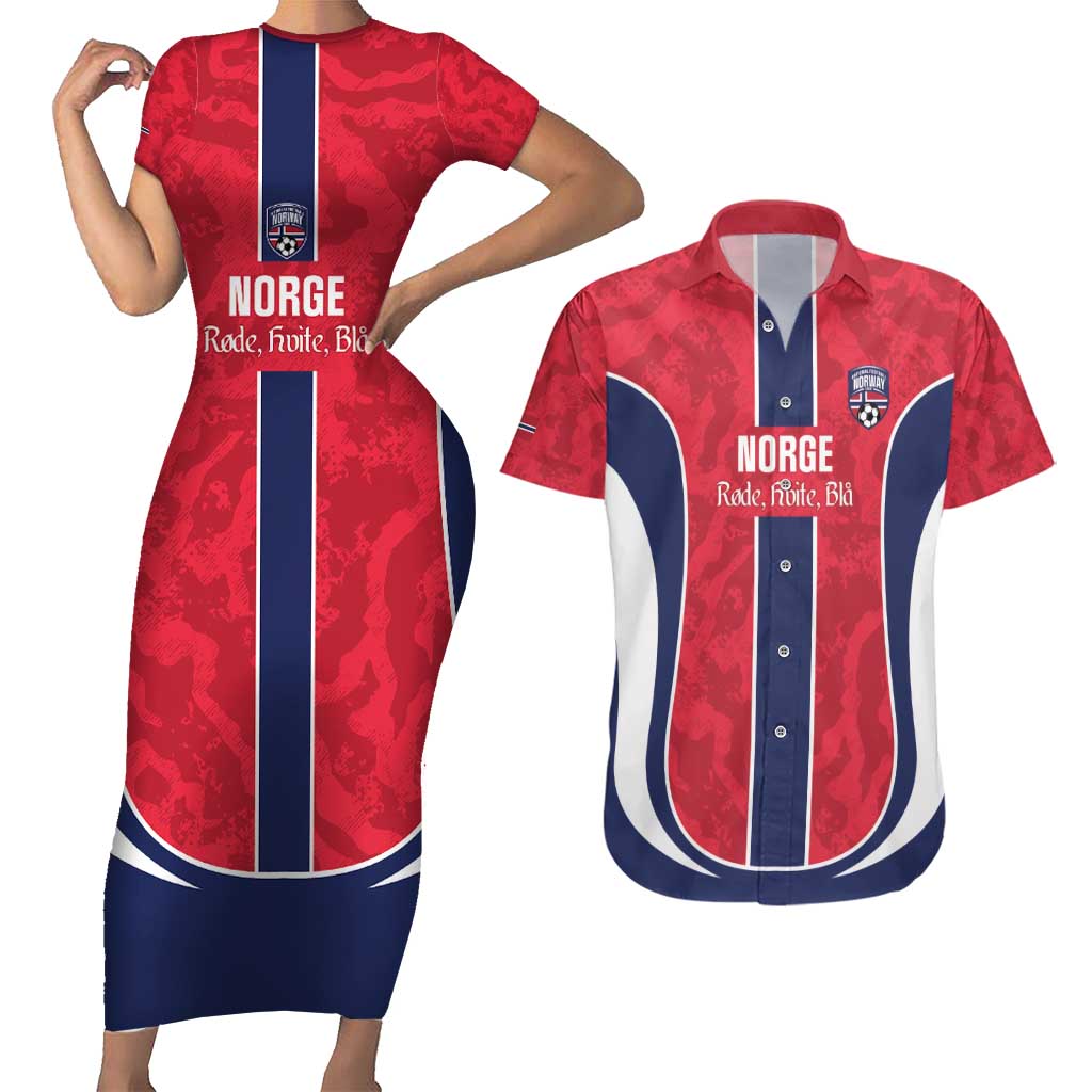 Custom Norway Football Couples Matching Short Sleeve Bodycon Dress and Hawaiian Shirt 2026 Come On Norge - Wonder Print Shop