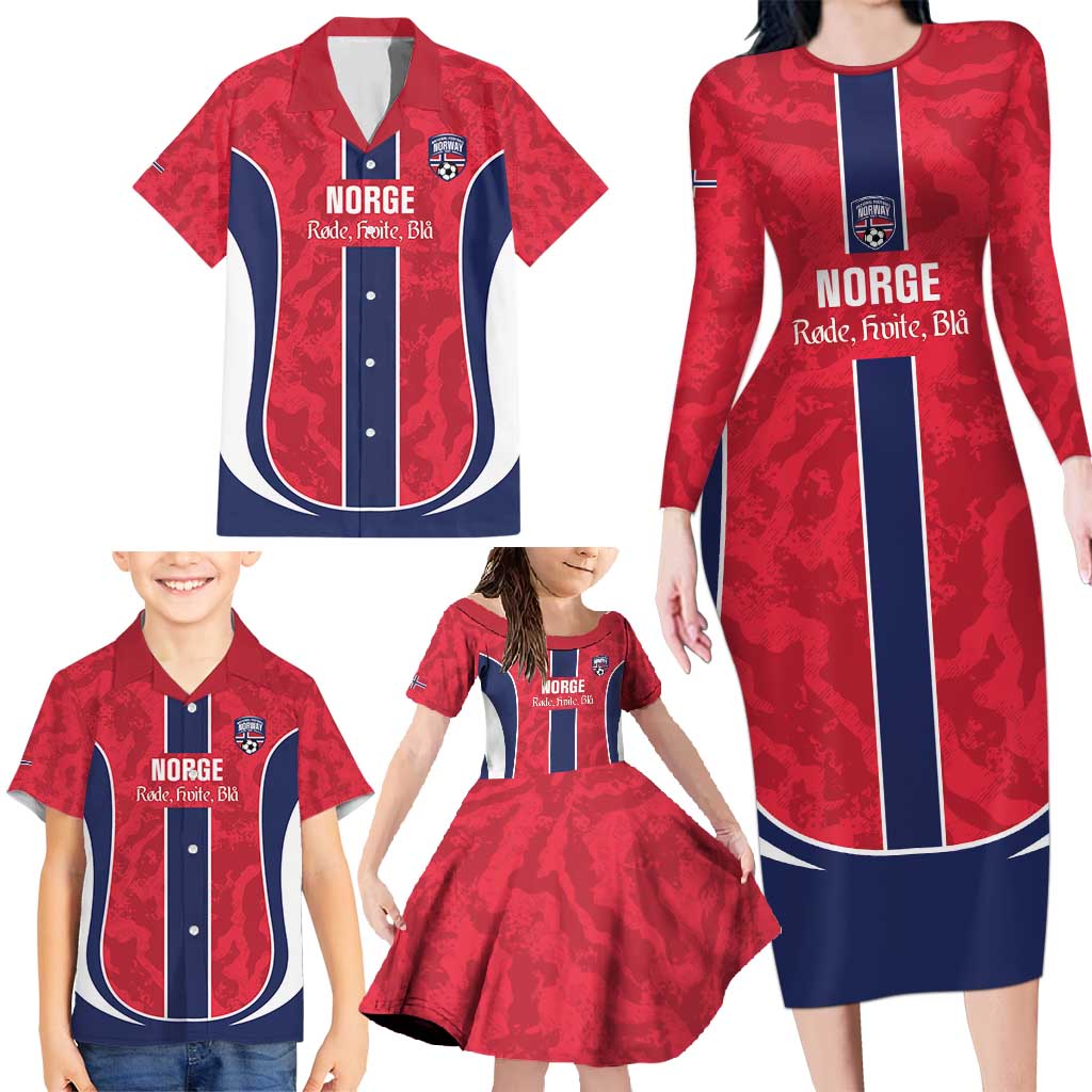 Custom Norway Football Family Matching Long Sleeve Bodycon Dress and Hawaiian Shirt 2026 Come On Norge - Wonder Print Shop