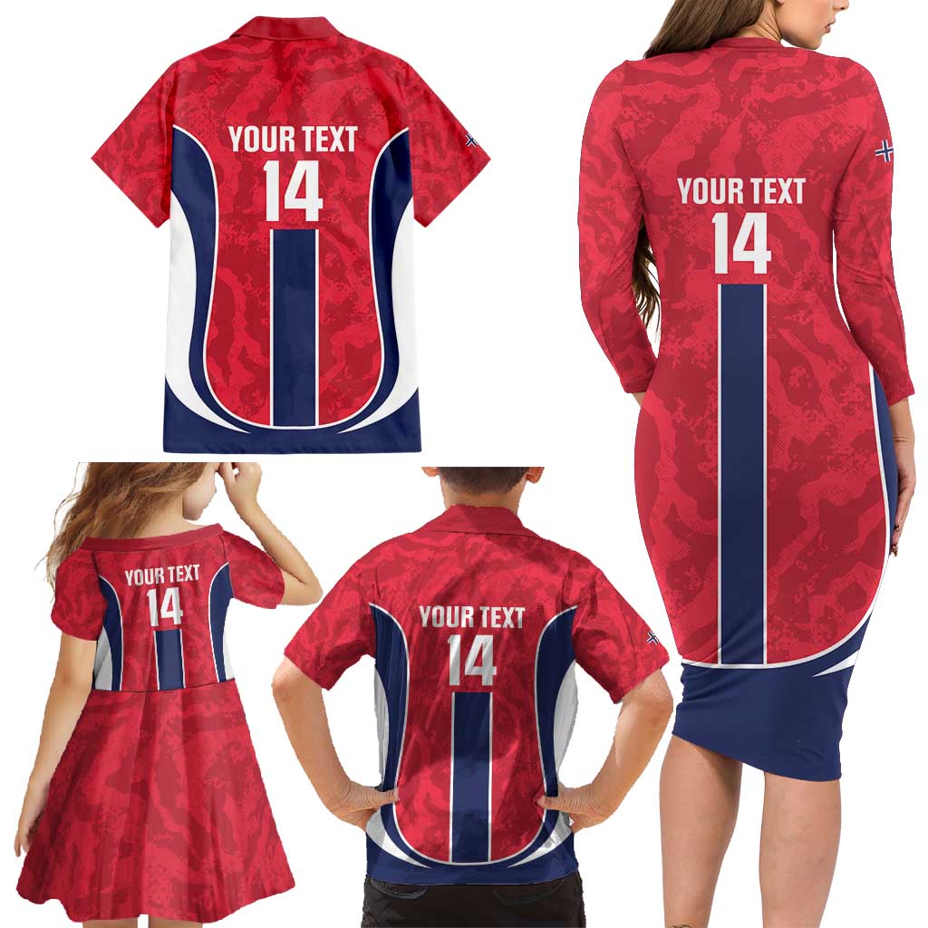 Custom Norway Football Family Matching Long Sleeve Bodycon Dress and Hawaiian Shirt 2026 Come On Norge - Wonder Print Shop
