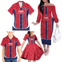 Custom Norway Football Family Matching Off The Shoulder Long Sleeve Dress and Hawaiian Shirt 2026 Come On Norge - Wonder Print Shop