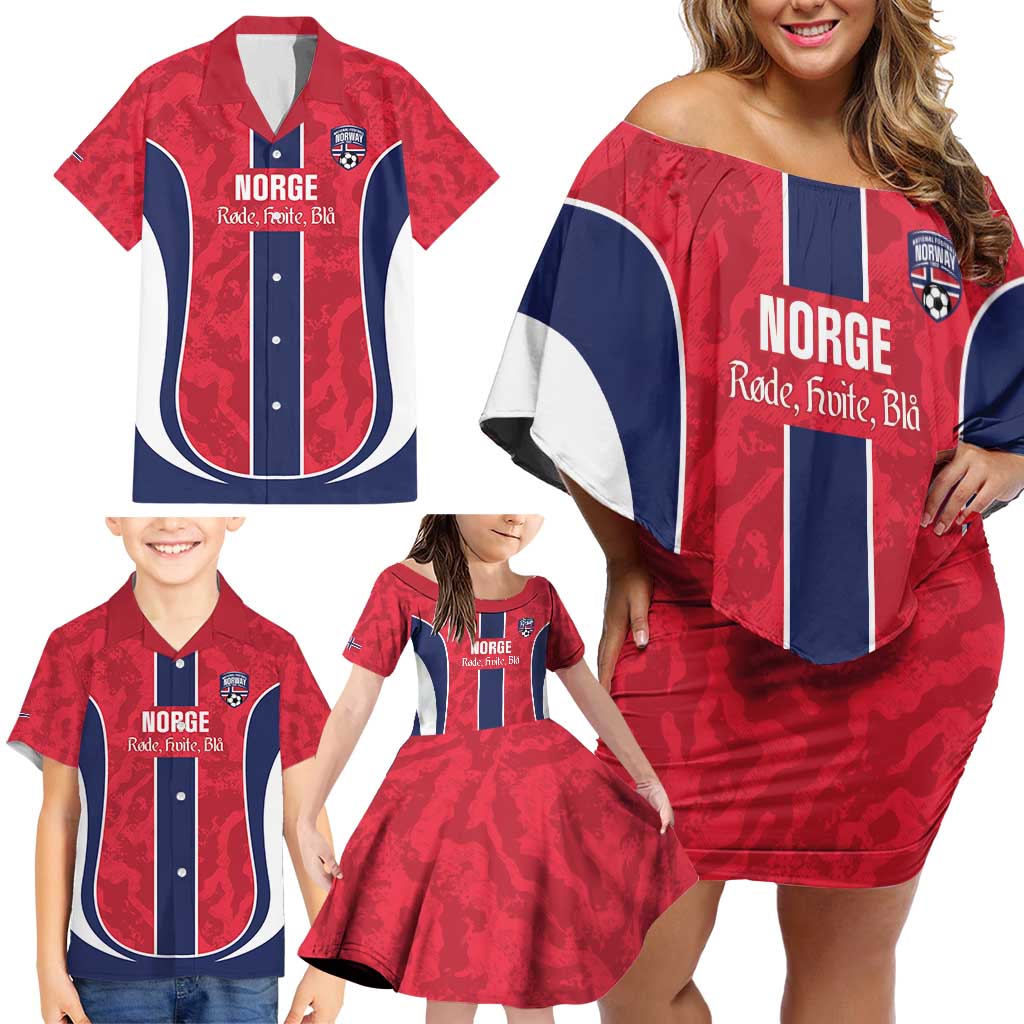 Custom Norway Football Family Matching Off Shoulder Short Dress and Hawaiian Shirt 2026 Come On Norge - Wonder Print Shop