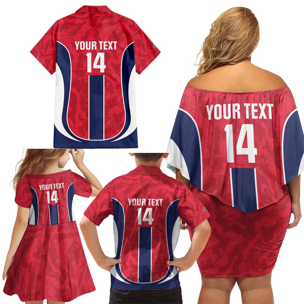Custom Norway Football Family Matching Off Shoulder Short Dress and Hawaiian Shirt 2026 Come On Norge - Wonder Print Shop