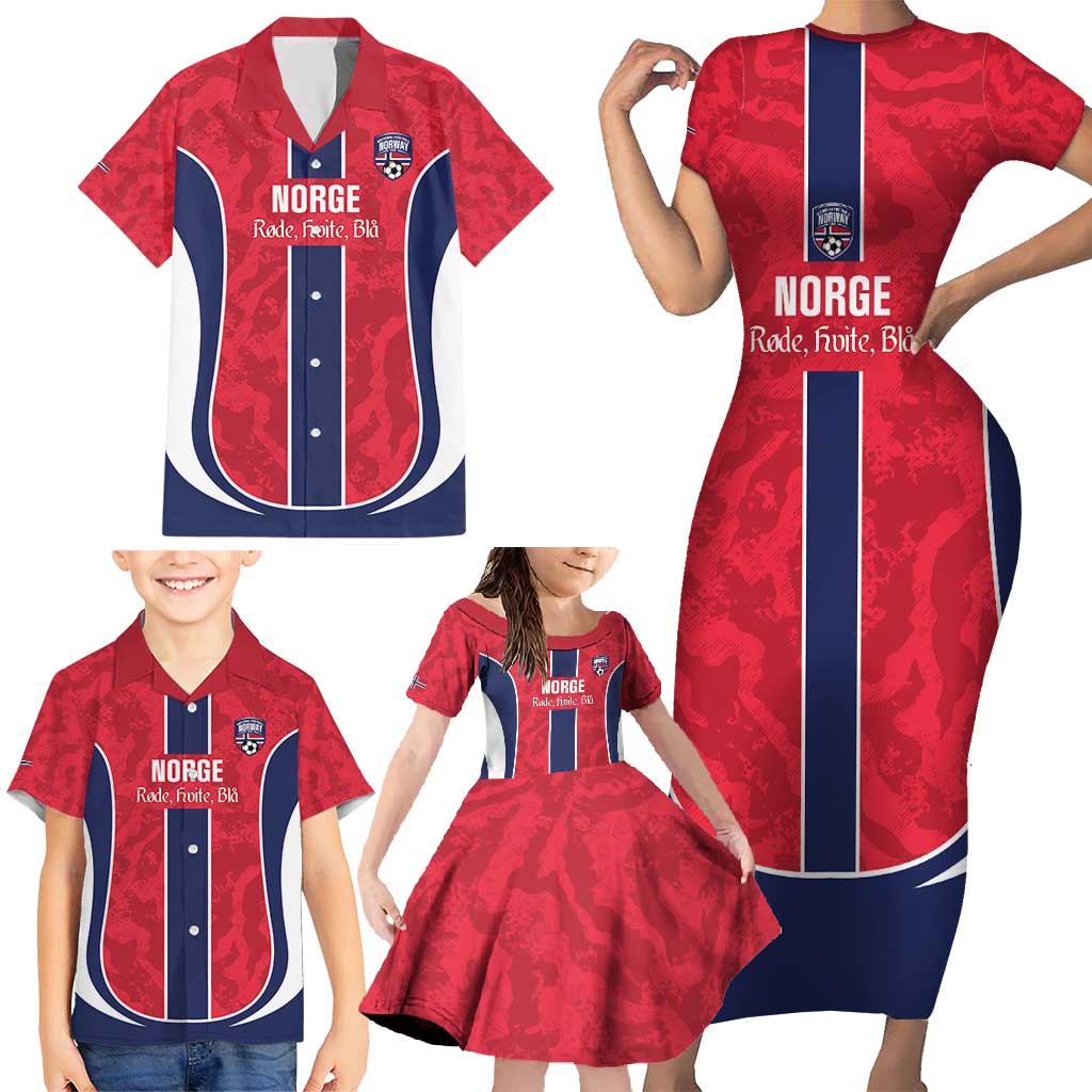 Custom Norway Football Family Matching Short Sleeve Bodycon Dress and Hawaiian Shirt 2026 Come On Norge - Wonder Print Shop