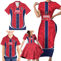Custom Norway Football Family Matching Short Sleeve Bodycon Dress and Hawaiian Shirt 2026 Come On Norge - Wonder Print Shop