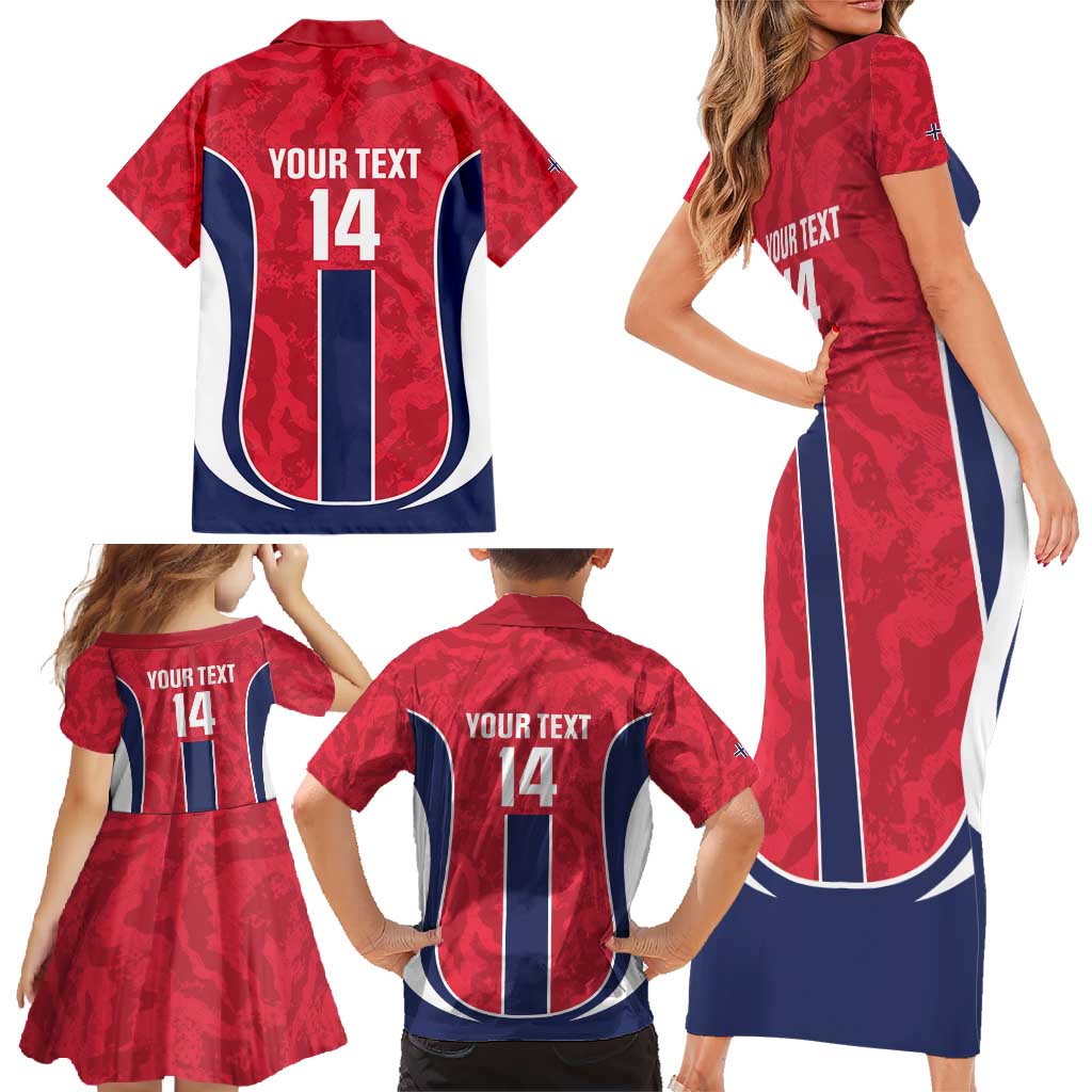 Custom Norway Football Family Matching Short Sleeve Bodycon Dress and Hawaiian Shirt 2026 Come On Norge - Wonder Print Shop