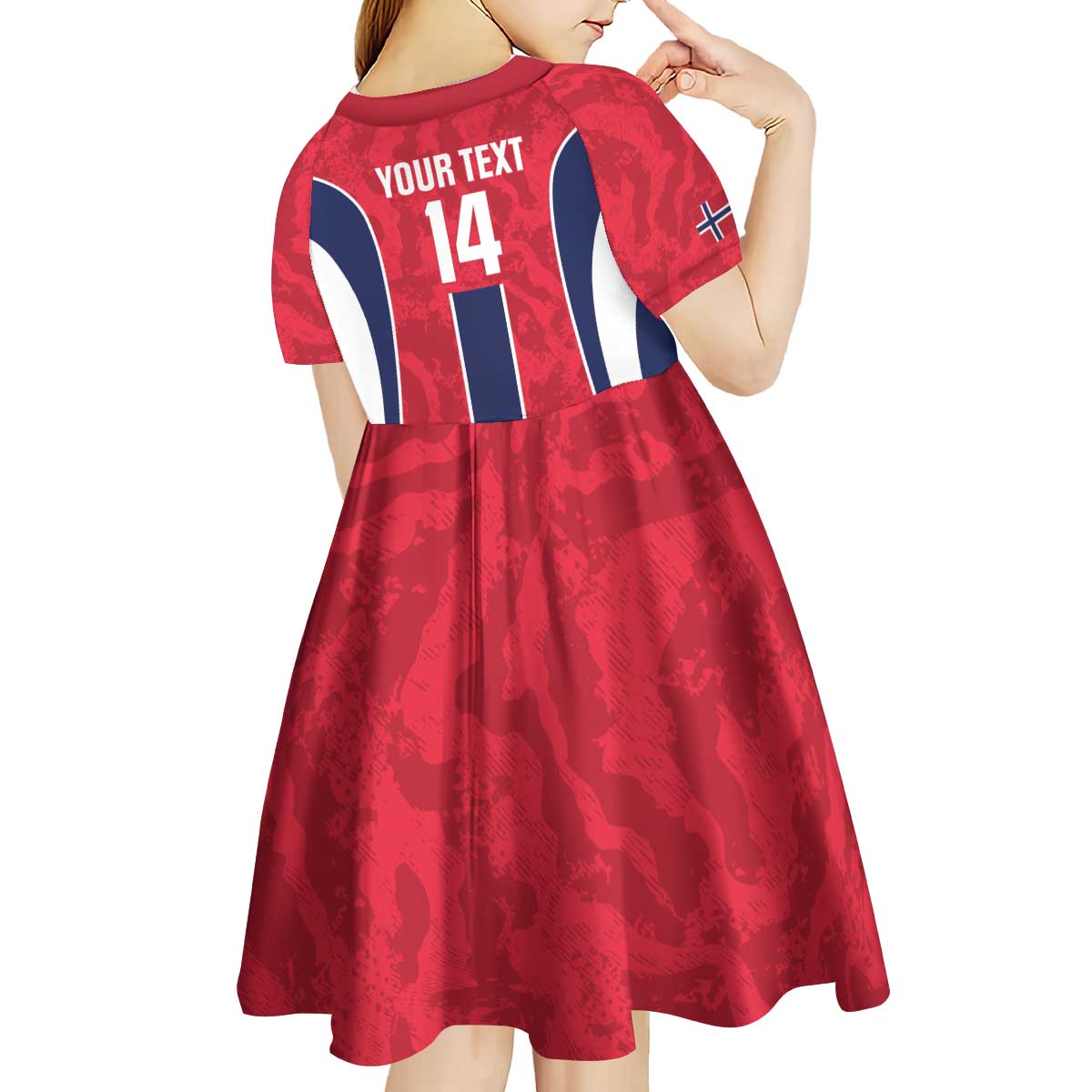 Custom Norway Football Kid Short Sleeve Dress 2026 Come On Norge - Wonder Print Shop