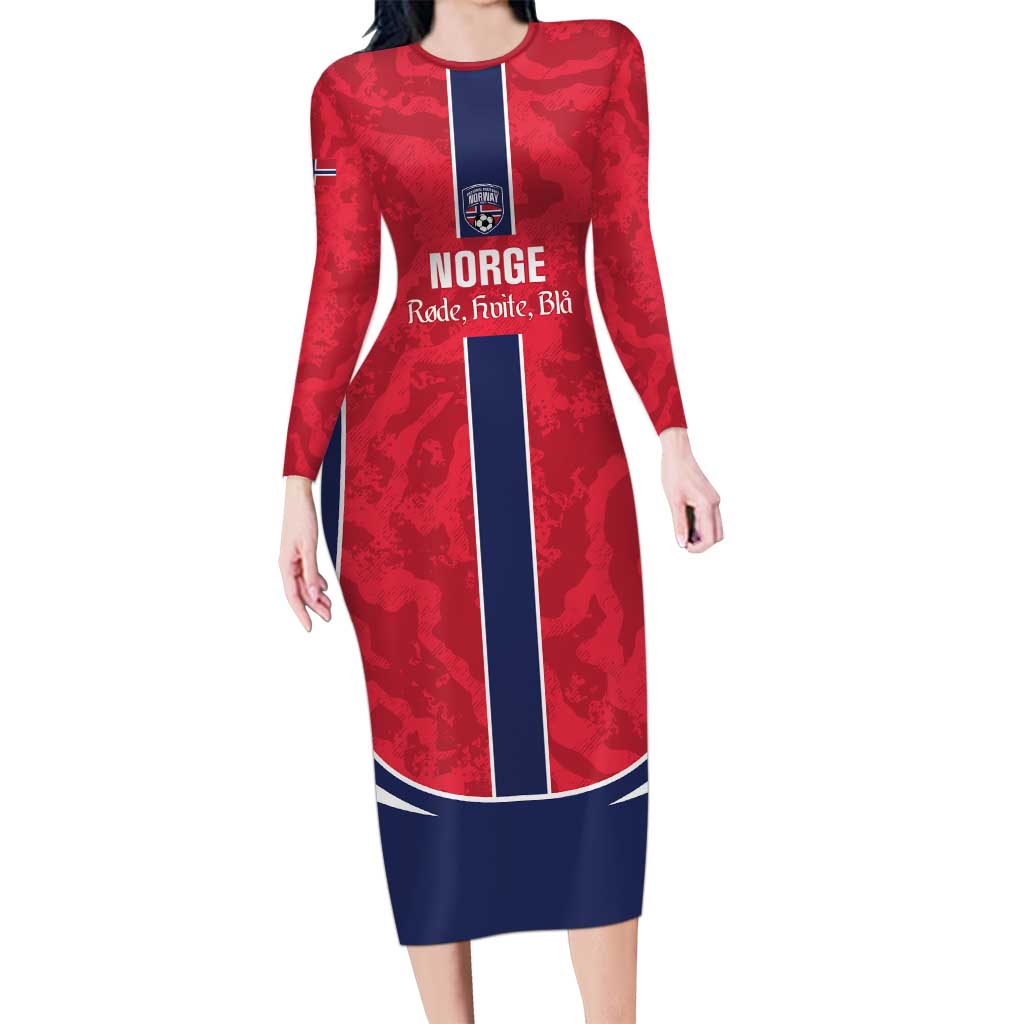 Custom Norway Football Long Sleeve Bodycon Dress 2026 Come On Norge - Wonder Print Shop