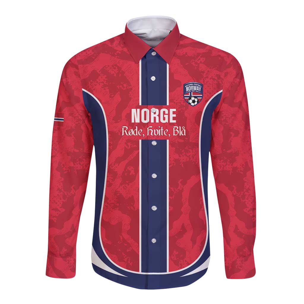 Custom Norway Football Long Sleeve Button Shirt 2026 Come On Norge - Wonder Print Shop