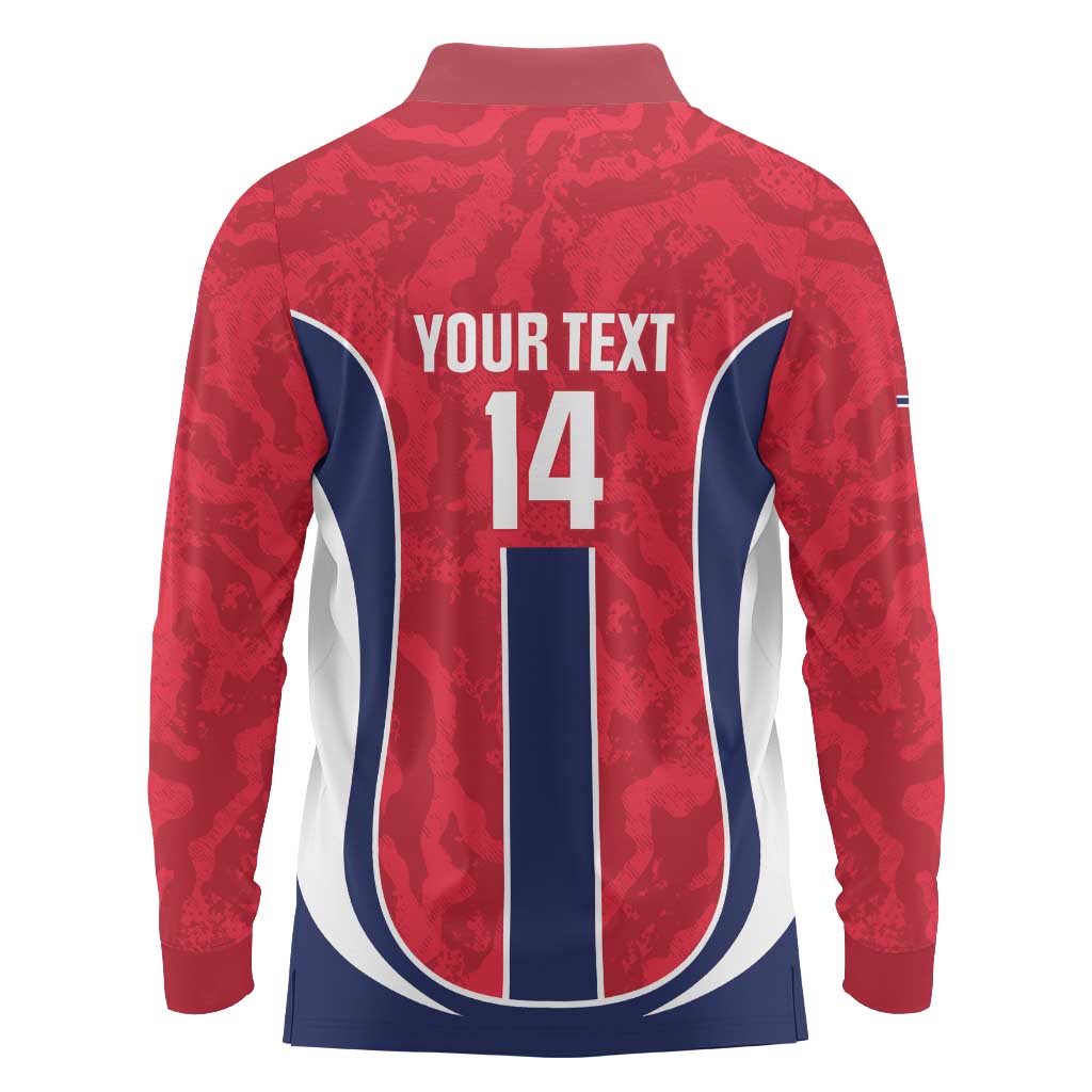 Custom Norway Football Long Sleeve Polo Shirt 2026 Come On Norge - Wonder Print Shop