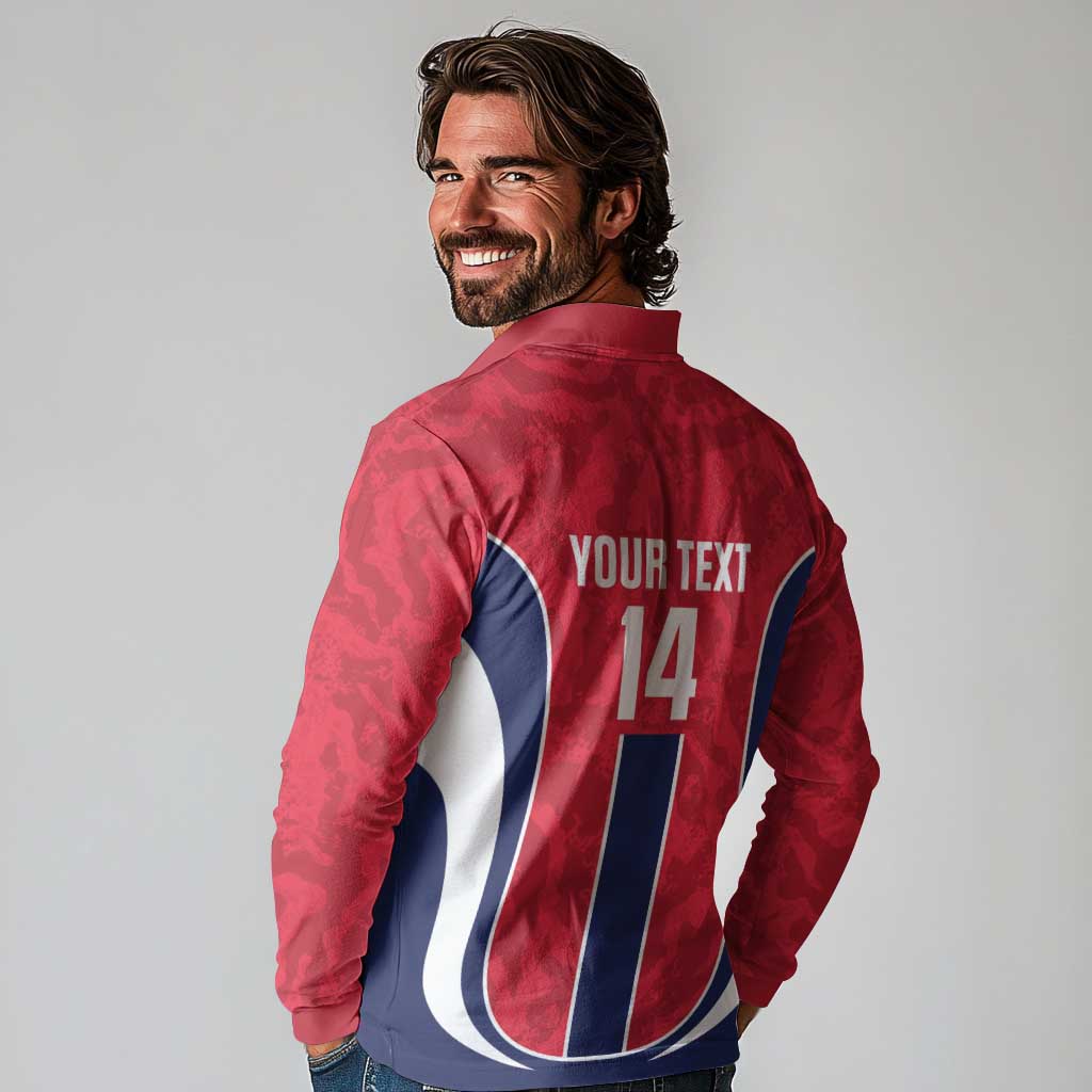 Custom Norway Football Long Sleeve Polo Shirt 2026 Come On Norge - Wonder Print Shop