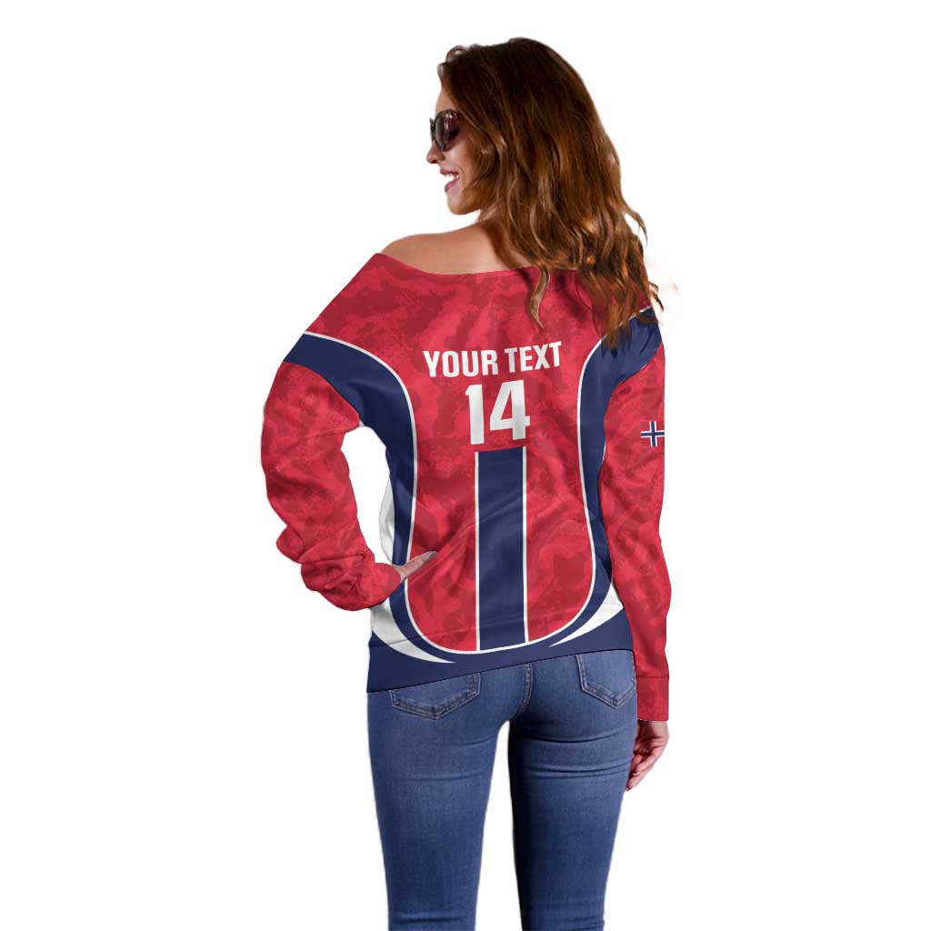 Custom Norway Football Off Shoulder Sweater 2026 Come On Norge - Wonder Print Shop