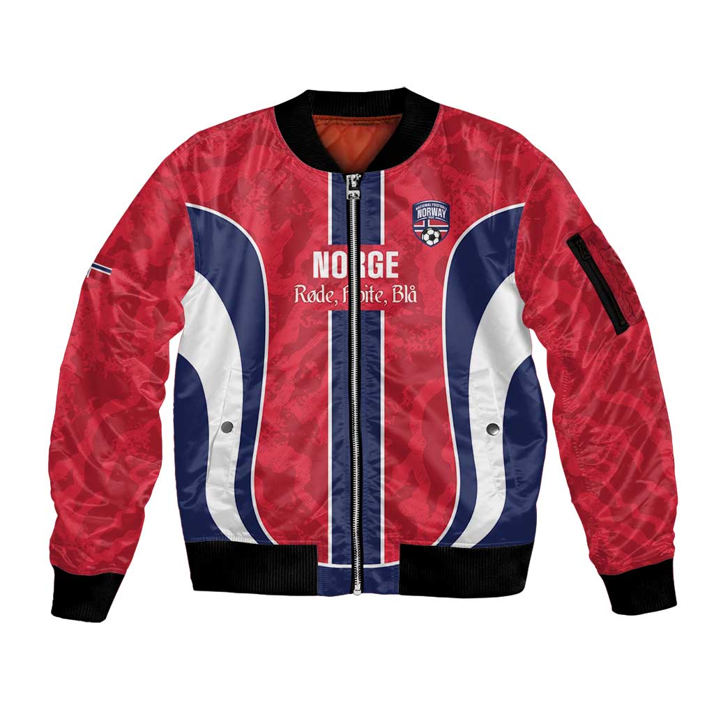 Custom Norway Football Sleeve Zip Bomber Jacket 2026 Come On Norge - Wonder Print Shop