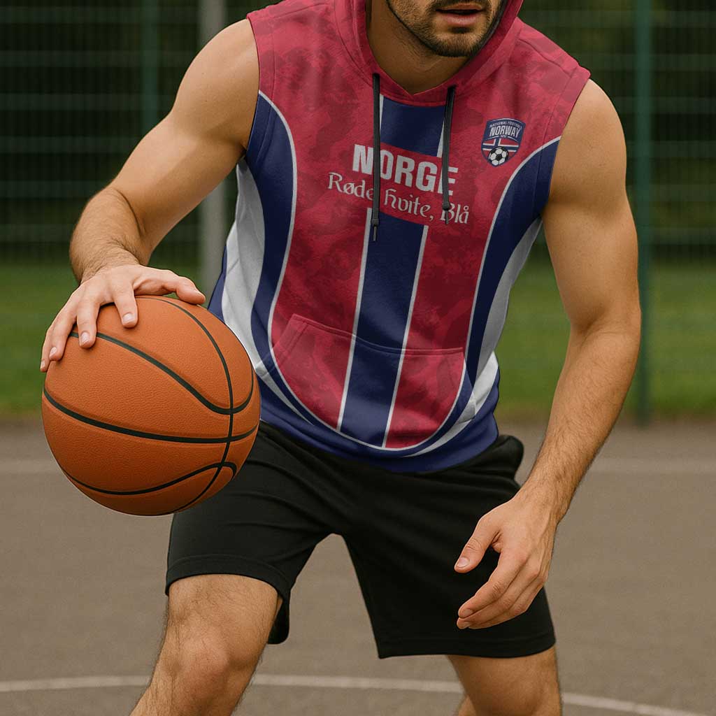 Custom Norway Football Sleeveless Hoodie 2026 Come On Norge - Wonder Print Shop