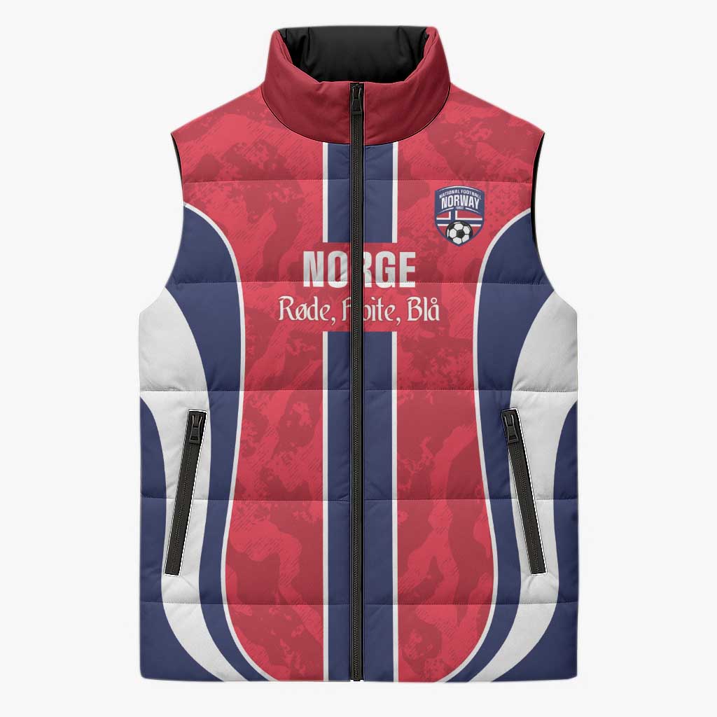 Custom Norway Football Sleeveless Puffer Jacket 2026 Come On Norge - Wonder Print Shop