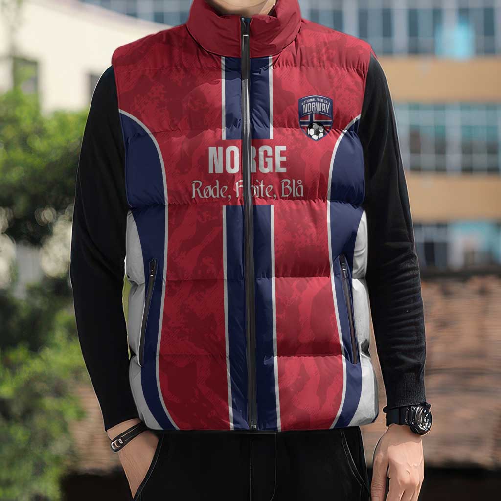 Custom Norway Football Sleeveless Puffer Jacket 2026 Come On Norge - Wonder Print Shop