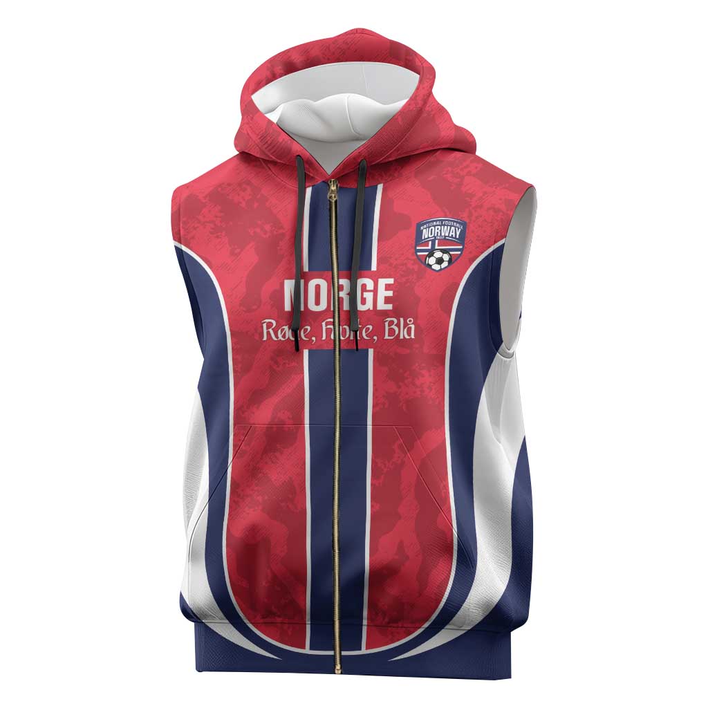 Custom Norway Football Sleeveless Zip Hoodie 2026 Come On Norge - Wonder Print Shop