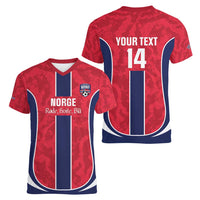 Custom Norway Football Women V-Neck T-Shirt 2026 Come On Norge - Wonder Print Shop