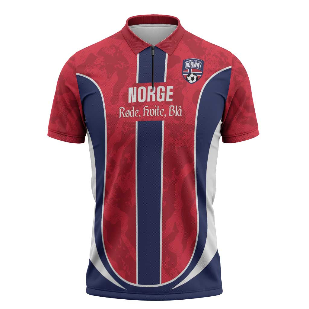 Custom Norway Football Zipper Polo Shirt 2026 Come On Norge - Wonder Print Shop