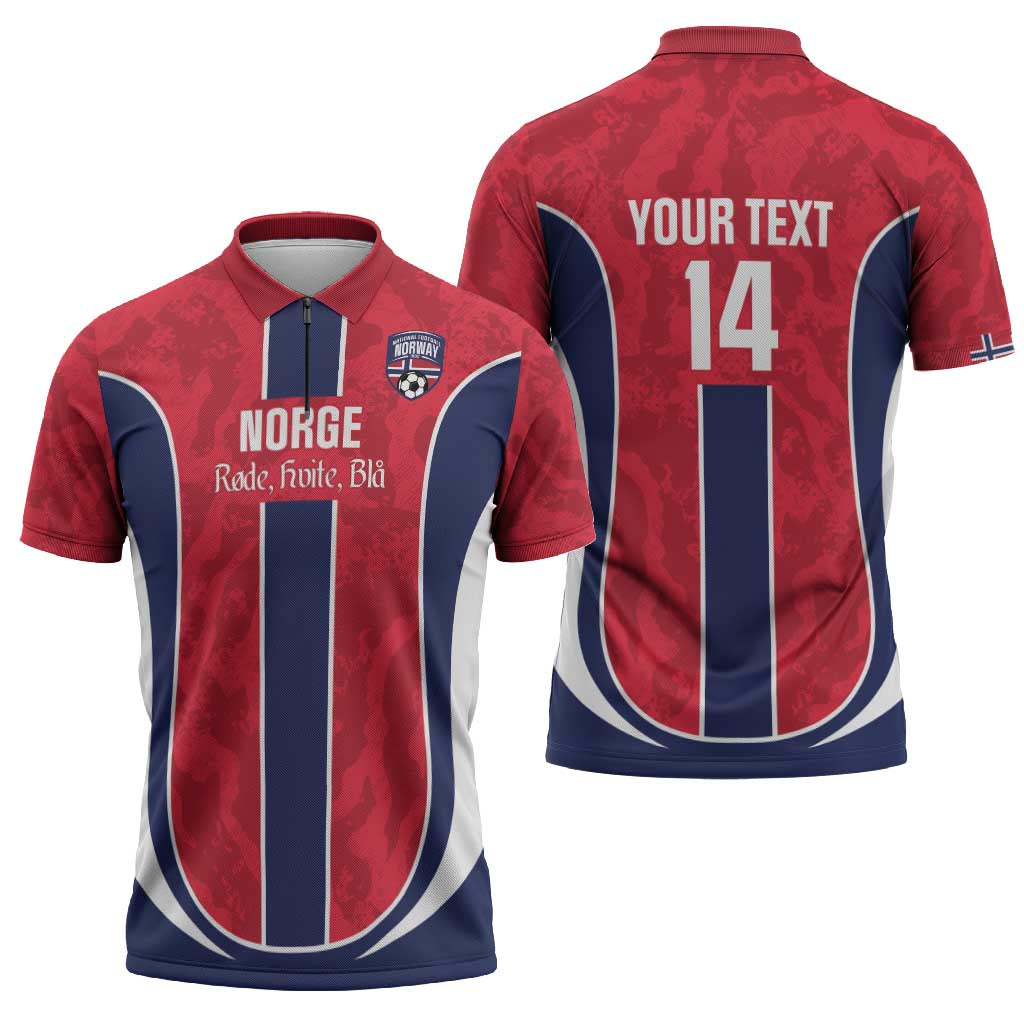 Custom Norway Football Zipper Polo Shirt 2026 Come On Norge - Wonder Print Shop