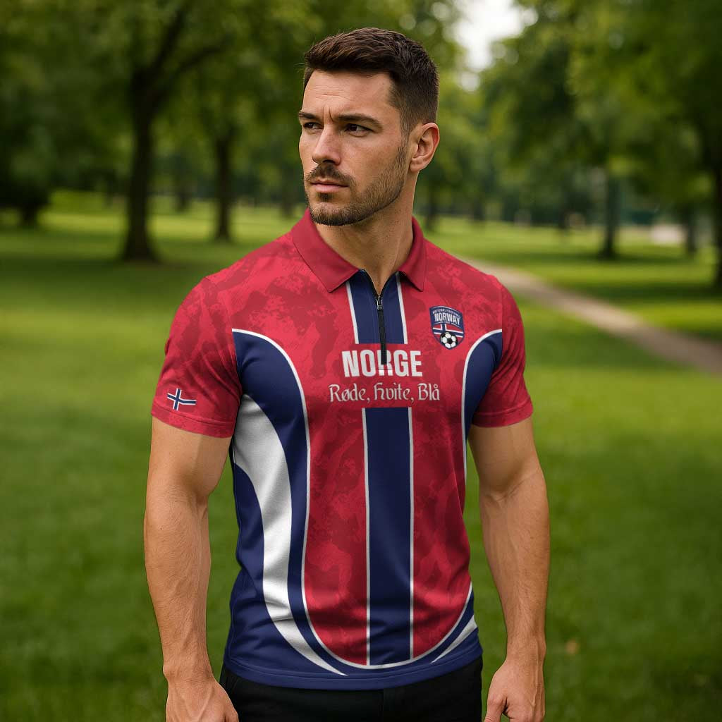 Custom Norway Football Zipper Polo Shirt 2026 Come On Norge - Wonder Print Shop