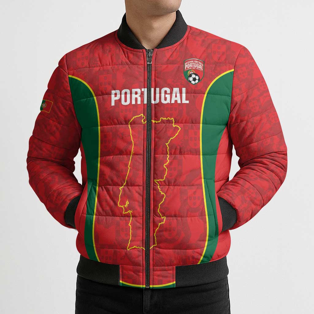 Custom Portugal Football Bomber Puffer Jacket 2026 Come On Selecao das Quinas - Red - Wonder Print Shop