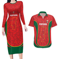 Custom Portugal Football Couples Matching Long Sleeve Bodycon Dress and Hawaiian Shirt 2026 Come On Selecao das Quinas - Red - Wonder Print Shop