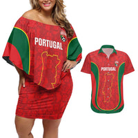 Custom Portugal Football Couples Matching Off Shoulder Short Dress and Hawaiian Shirt 2026 Come On Selecao das Quinas - Red - Wonder Print Shop
